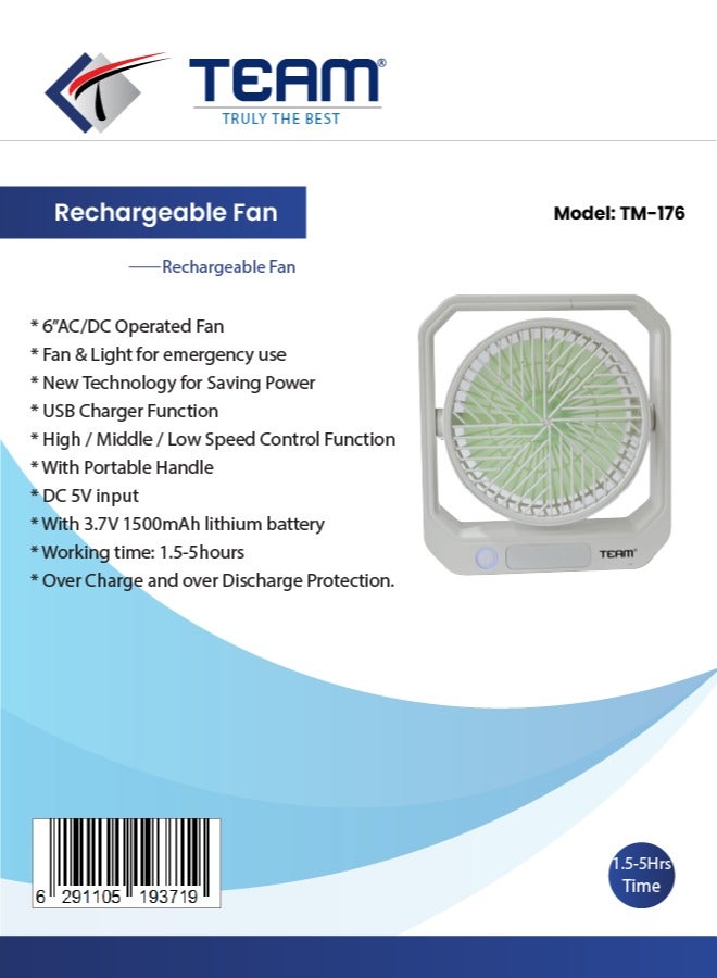TEAM Rechargeable Fan | Long-Lasting Fan | Multifunctional | Compact Portable Fan. - Image 4