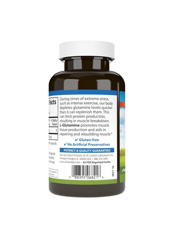 Carlson L-Glutamine, Free-Form Amino Acid, 750 mg, Muscle Tissue Production, 90 Capsules - Image 3