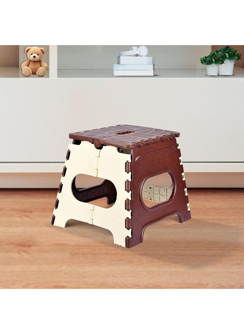 Kuber Industries Kuber Industries Stool Foldable Stool Stool for OutdoorFishingHikingGardeningTravel Collapsible Camping Chair Portable Stool Multipurpose Sitting Stool Small Cream Brown  - Image 1