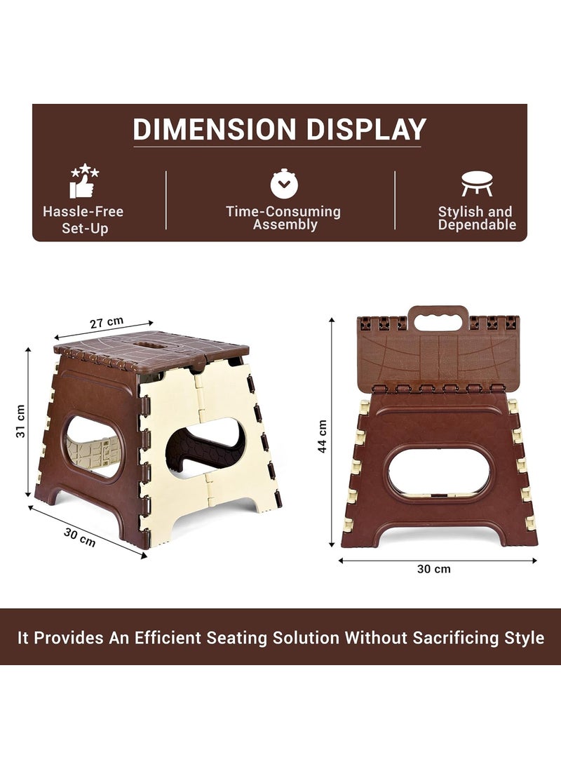 Kuber Industries Kuber Industries Stool Foldable Stool Stool for OutdoorFishingHikingGardeningTravel Collapsible Camping Chair Portable Stool Multipurpose Sitting Stool Small Cream Brown  - Image 3