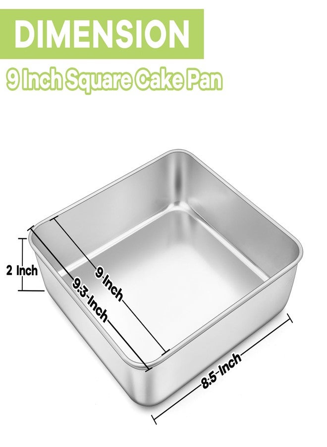 تيم فار صينية كيك مربعة من تيم فار، صينية خبز وتحميص مربعة من الفولاذ المقاوم للصدأ مقاس 9 بوصات، مثالية للكيك والبراوني واللازانيا، غير سامة ومتينة، تصميم قطعة واحدة وسطح أملس، آمنة للغسل في غسالة الأطباق وسهلة التنظيف - Image 2