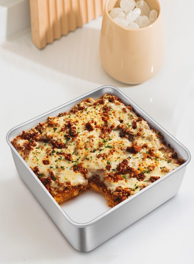 تيم فار صينية كيك مربعة من تيم فار، صينية خبز وتحميص مربعة من الفولاذ المقاوم للصدأ مقاس 9 بوصات، مثالية للكيك والبراوني واللازانيا، غير سامة ومتينة، تصميم قطعة واحدة وسطح أملس، آمنة للغسل في غسالة الأطباق وسهلة التنظيف - Image 5