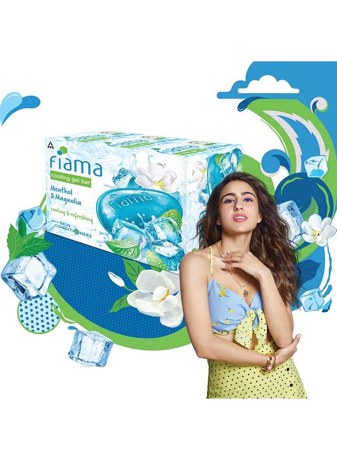 Fiama Cooling Gel Bar Menthol & Magnolia, 375G (125G - Pack Of 3), With Skin Conditioners, Feel 3° Cooler, Soap For Women & Men, For All Skin Types - Image 5