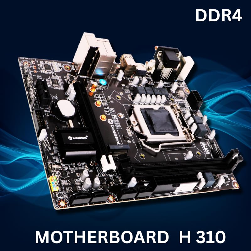 Consistent H-310 Motherboard 8th, 9th Gen i3, i5, i7, DDR4 Slots for RAM, Motherboard with SATA II&III, 3Year Warranty - Image 3