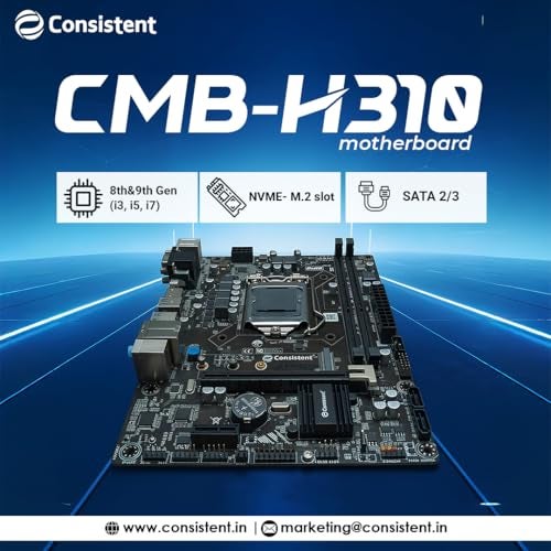 Consistent H-310 Motherboard 8th, 9th Gen i3, i5, i7, DDR4 Slots for RAM, Motherboard with SATA II&III, 3Year Warranty - Image 2
