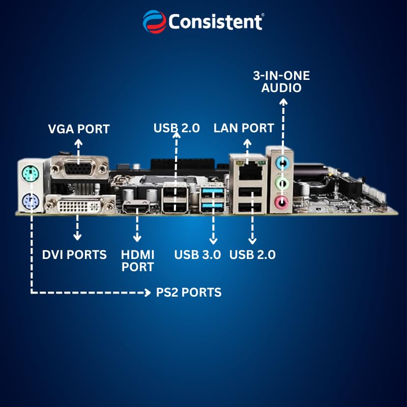 Consistent H-310 Motherboard 8th, 9th Gen i3, i5, i7, DDR4 Slots for RAM, Motherboard with SATA II&III, 3Year Warranty - Image 4