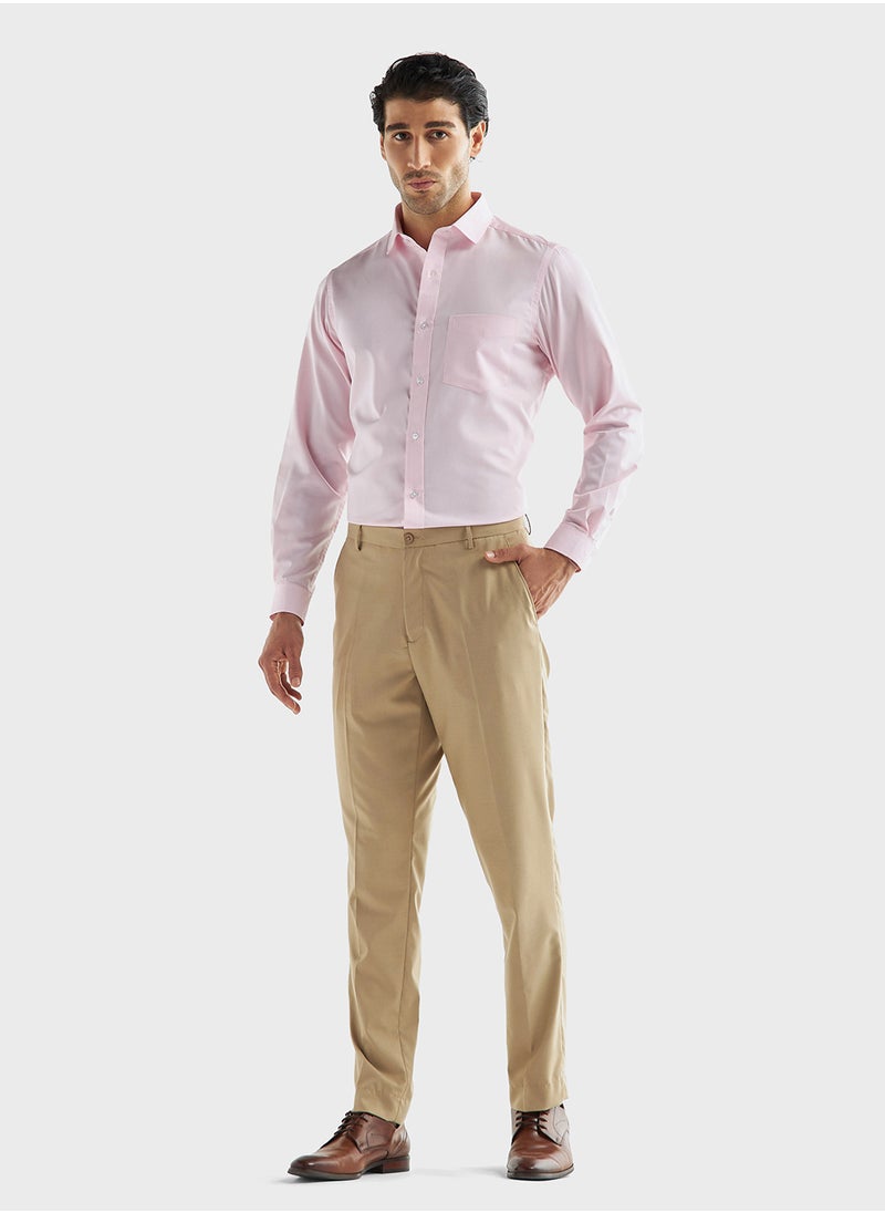 FAV Solid Trousers with Flexi Waistband and Pockets  - Image 4