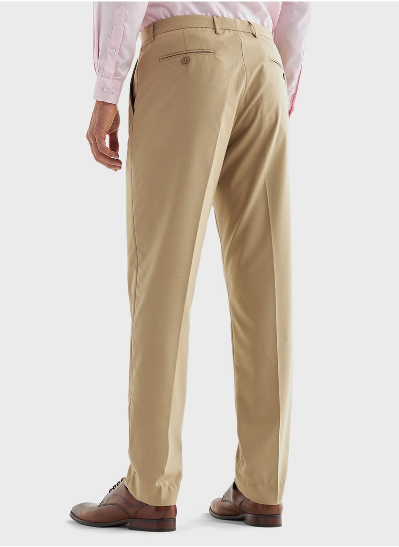 FAV Solid Trousers with Flexi Waistband and Pockets  - Image 2