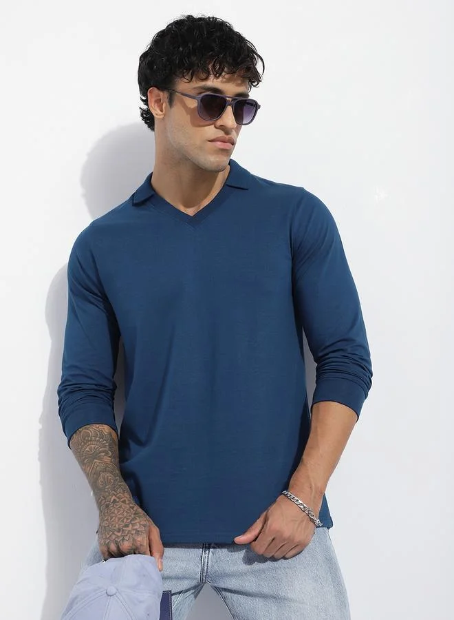 ديلينجر تيشيرت سادة بأكمام طويلة وقصة عادية للرجال