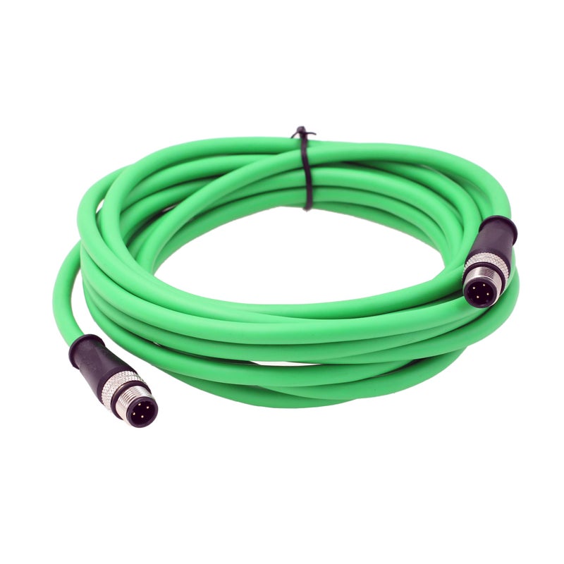 HangTon Ethernet M12 4 Pin D Code Male to M12 4 Pin D Code Male Cable for Baumer Omron Sick Encoder Sensor Camera Profinet Network Host Green PVC 2m - Image 2