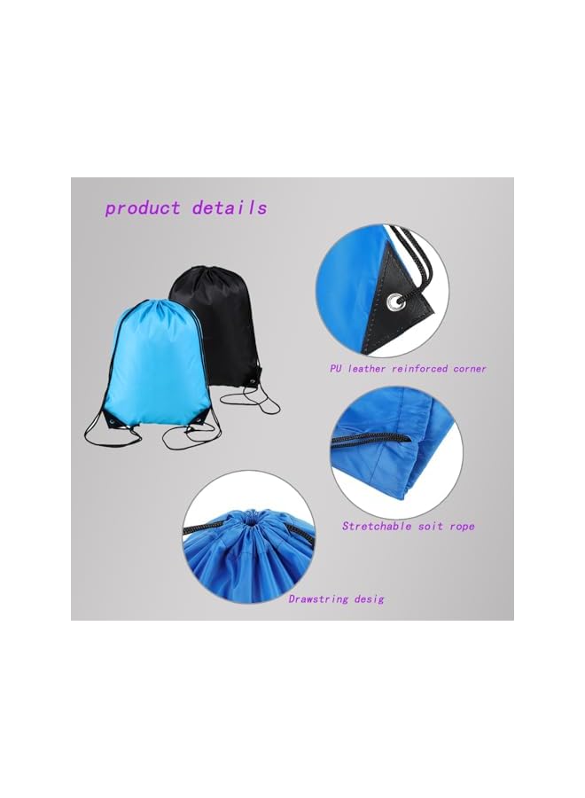 PROMASS 2Pcs Black、Blue Drawstring Bags For Sports, Gym, Travel | Pe Drawstring Gym Bag, Swim & Beach Backpacks | Convenient And Stylish Draw String Bags - Image 4
