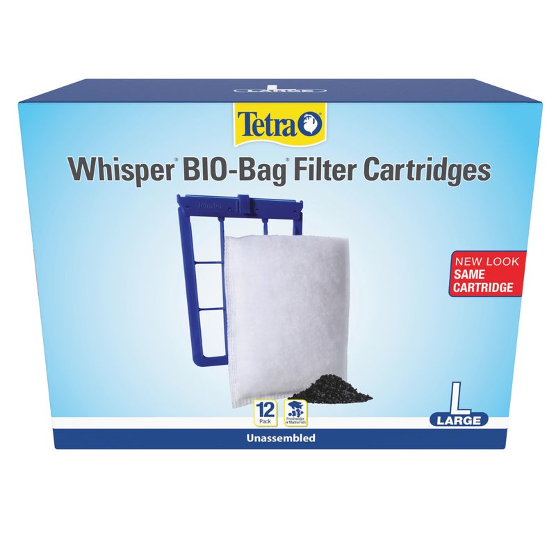 Tetra Whisper Bio-Bag Filter Aquarium Cartridges, Large Filter for Freshwater and Marine Fish, Removes Odors and Discoloration, Easy to Assemble, 12 Large Blue Filters - Image 1