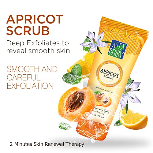 Astaberry Apricot Scrub With Honey & chiraita | Dermatologist Formulated | All Skin Types | 2 minute Skin renewal therapy | Naturally Soft & Glowing Skin | Remove Dead Epithelial Cells | 100 ml (Pack of 2) - Image 3