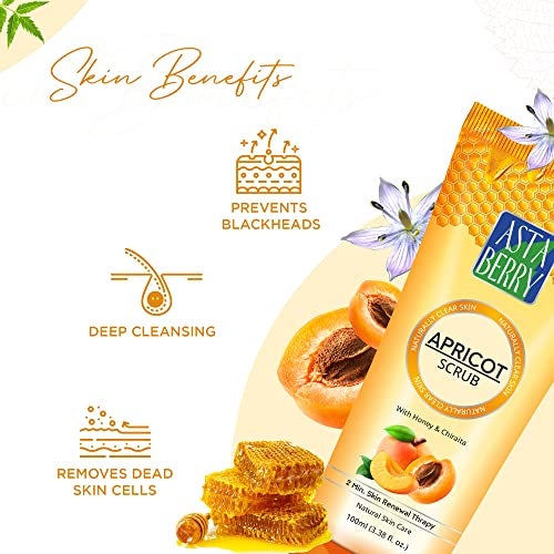 Astaberry Apricot Scrub With Honey & chiraita | Dermatologist Formulated | All Skin Types | 2 minute Skin renewal therapy | Naturally Soft & Glowing Skin | Remove Dead Epithelial Cells | 100 ml (Pack of 2) - Image 4