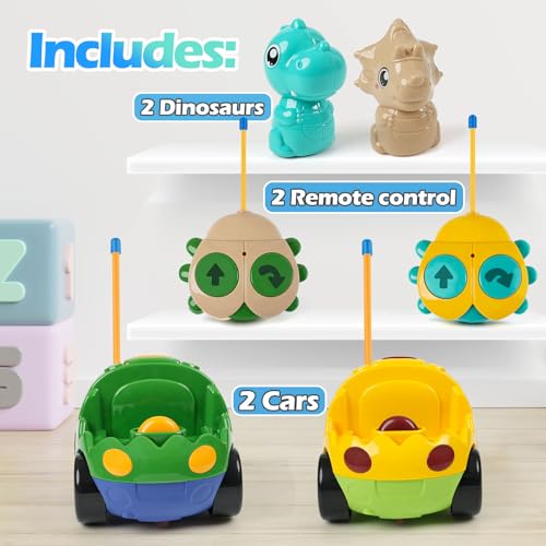 INSFUN Remote Control Dinosaur Car Toys for Toddler Kids Best Birthday Gifts for Boys Ages 2 3 4 5 Years Old 2Pack Toys for Toddlers 18 Months with Lights and Music - Image 5