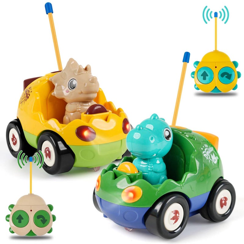 INSFUN Remote Control Dinosaur Car Toys for Toddler Kids Best Birthday Gifts for Boys Ages 2 3 4 5 Years Old 2Pack Toys for Toddlers 18 Months with Lights and Music - Image 2