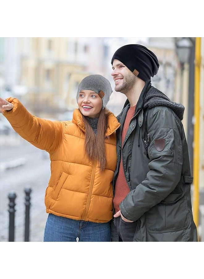 دافئ Slouchy الحياكة بلا حافة Beanie قبعة للرجال النساء، الشتاء طويلة ومكبرة الحجم قبعة، التنفس ومتد الجمجمة قبعة، ناعمة ودافئة يومية في الهواء الطلق قبعات مكفوفة، أسود - Image 4