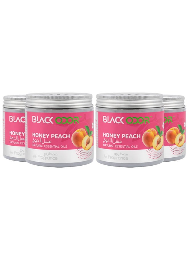 BLACK ODOR Car Air Freshener Gel 4PCS Honey Peach Fragrance Natural Essential Oils Long Lasting Car Perfume Odor Eliminator Dashboard Cup Holder Air Freshener Non Toxic Spill Proof Air Freshener for Car Home Office Use Set - Image 1