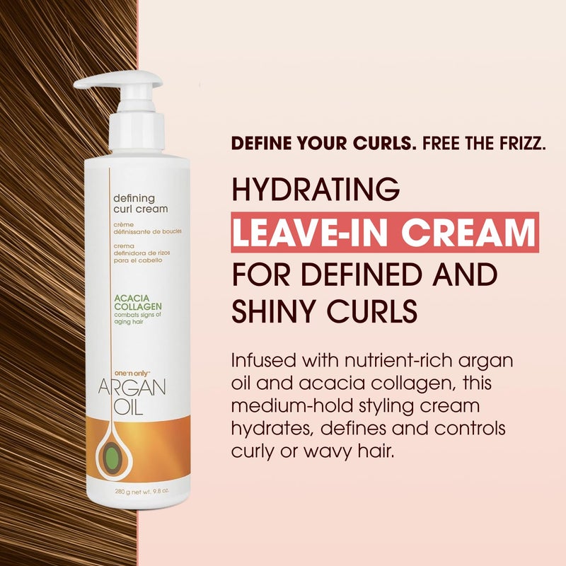 One N Only One 'n Only Defining Curl Cream with Argan Oil, Leave-in Conditioning Cream, Defines and Leaves Strong Curly Hair, Enhances Shine and Hydrates Without Sticky Residue, 9.8 Ounces - Image 3