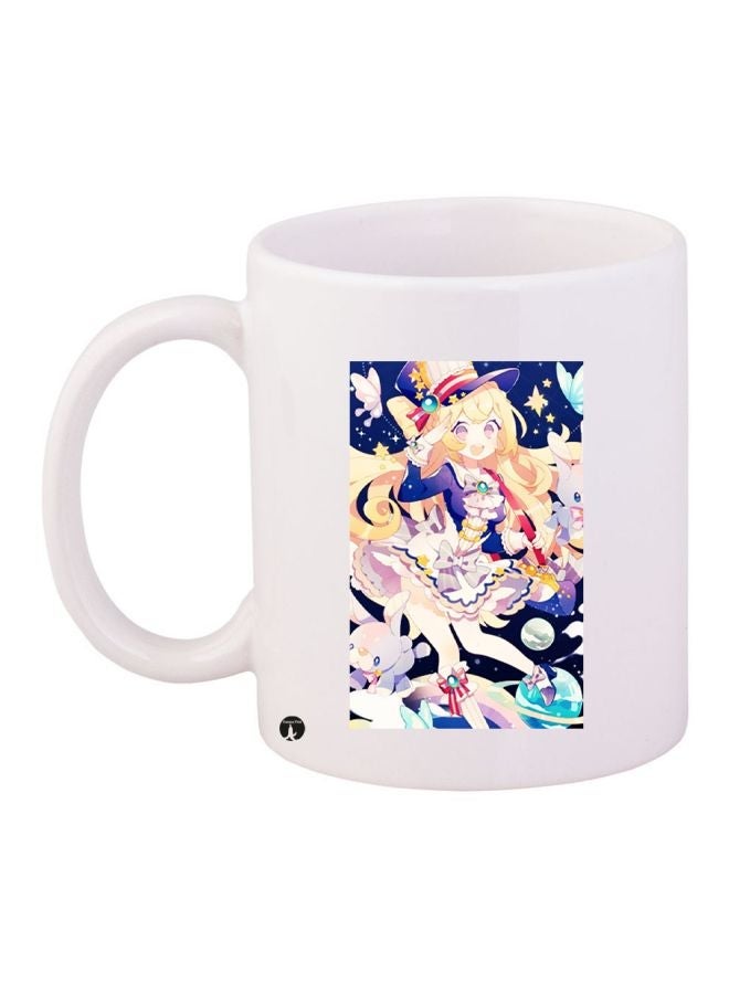 RYN Cartoon Character Printed Coffee Mug White/Blue/Beige 11ounce