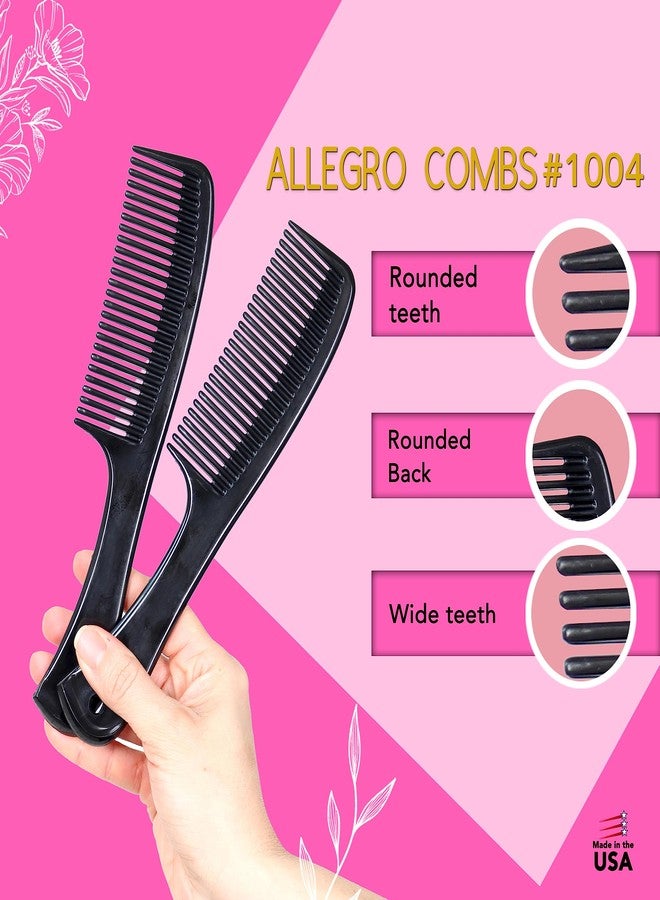 Allegro Combs Allegro Comb 1004 Wide Teeth Detangling Combs For Women, Stylists, Curly Hair Teasing Comb Mens Comb 2 Piece (Black) - Image 4