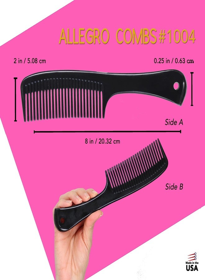 Allegro Combs Allegro Comb 1004 Wide Teeth Detangling Combs For Women, Stylists, Curly Hair Teasing Comb Mens Comb 2 Piece (Black) - Image 2