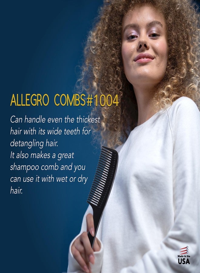 Allegro Combs Allegro Comb 1004 Wide Teeth Detangling Combs For Women, Stylists, Curly Hair Teasing Comb Mens Comb 2 Piece (Black) - Image 5