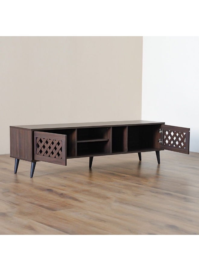 DANUBE HOME Como Tv Cabinet Upto 55 Inches Entertainment Wall Tv Unit Wooden Tv Rack Stand Media Console Table For Living Room L 160x40x44.5 Cm Walnut - Image 4