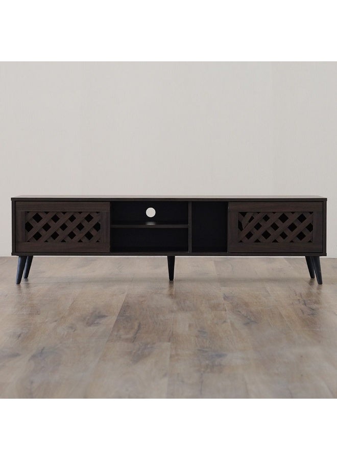 DANUBE HOME Como Tv Cabinet Upto 55 Inches Entertainment Wall Tv Unit Wooden Tv Rack Stand Media Console Table For Living Room L 160x40x44.5 Cm Walnut - Image 2