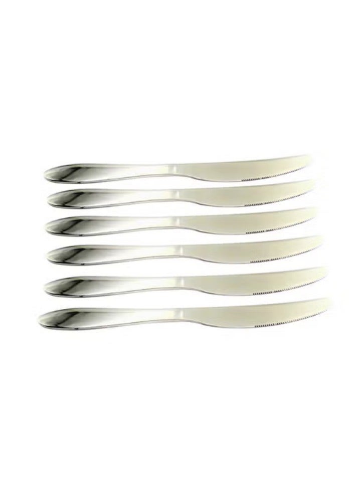 طقم أدوات المائدة مكون من 24 قطعة من الفولاذ المقاوم للصدأ، طقم أدوات مائدة مسطح، 6 لكل من السكين، الملعقة، الشوكة، الملعقة الصغيرة، طقم أدوات مائدة لمتعددة الأشخاص فضي 32x26x5 سم - Image 5