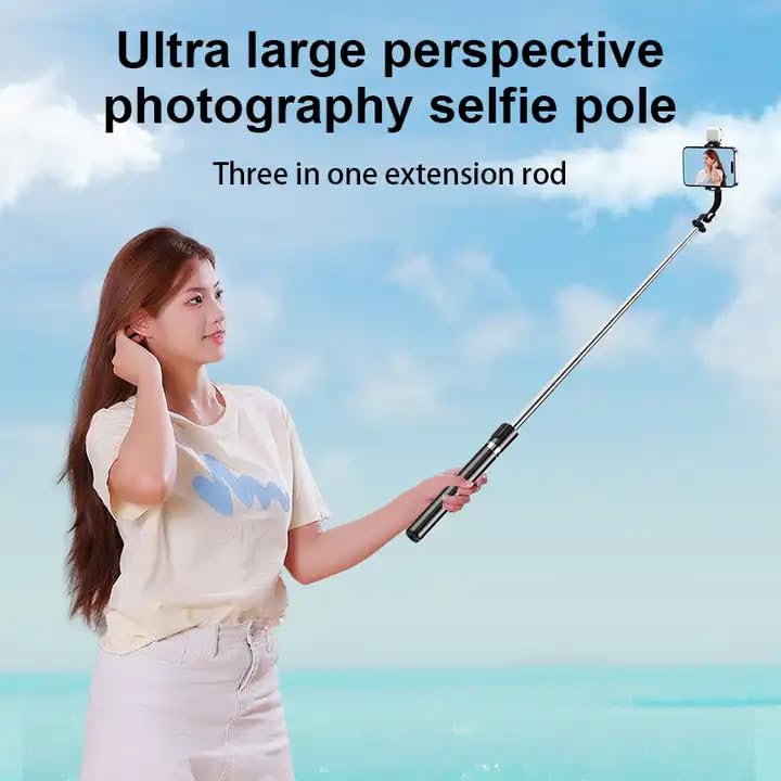 USTINE ® SnapX1s L Vlogging Kit with Fill Light & Wireless Mic | 3-in-1 170cm Extendable Selfie Stick Tripod with Bluetooth Remote + K8 Mic for YouTube, Reels & Vlogs (Android/iPhone) - Image 4