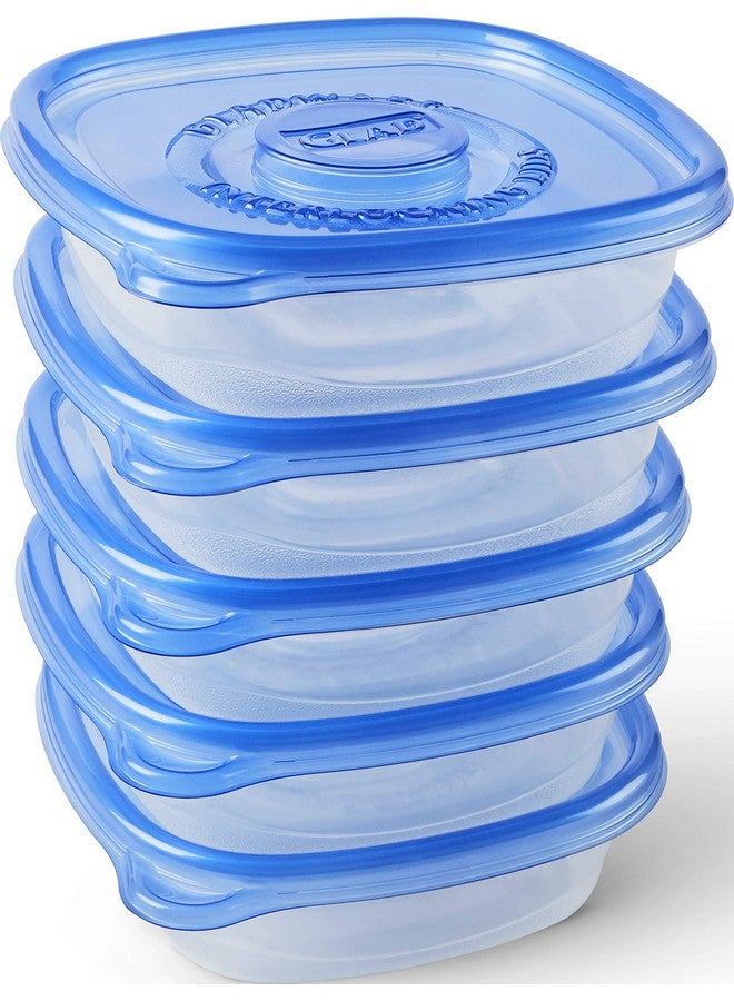Glad Medium Square Food Storage Containers for Everyday Use | Medium Square Food Storage Containers Hold up to 25 Ounces of Food (25 Oz) |5 Count, Standard Food Containers, Blue, Clear - Image 2