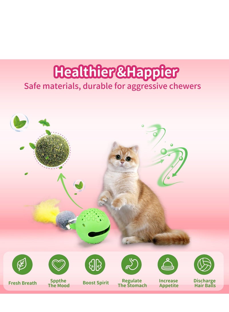 SYOSI 3 مجموعة ألعاب تفاعلية للقطط ألعاب قطط داخلية كرات صدمة تتلألأ كرات نبتة القطط كرات مضحكة متعددة الوظائف ألعاب تمارين تلقائية مع ريشة ناعمة ومقاومة للعضّ - Image 4