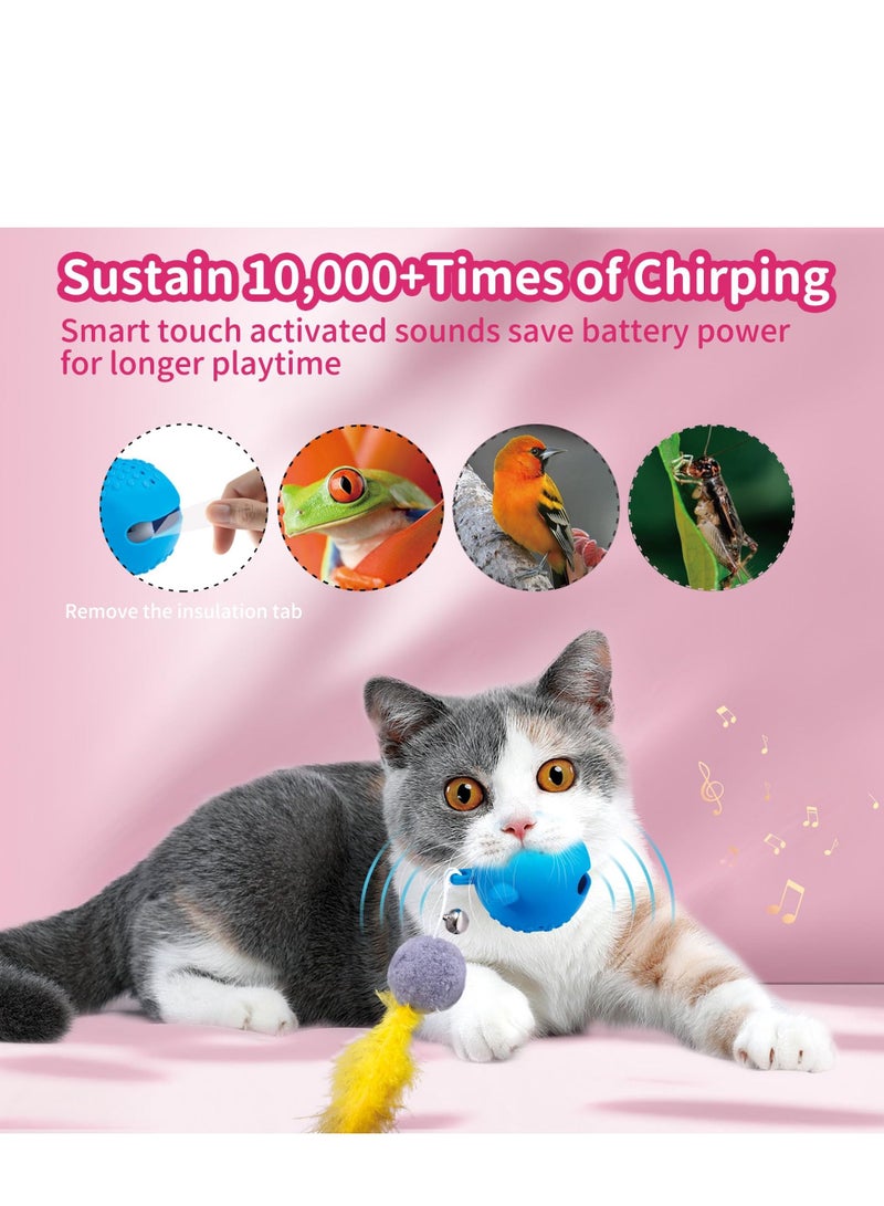 SYOSI 3 مجموعة ألعاب تفاعلية للقطط ألعاب قطط داخلية كرات صدمة تتلألأ كرات نبتة القطط كرات مضحكة متعددة الوظائف ألعاب تمارين تلقائية مع ريشة ناعمة ومقاومة للعضّ - Image 3