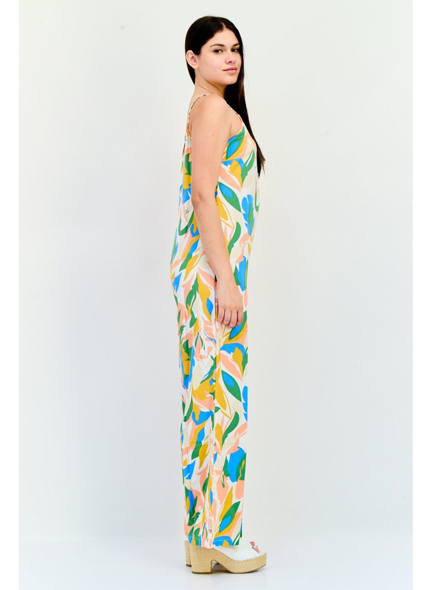 Vila Women Floral Print Sleeveless Jumpsuit, Multicolor  - Image 3