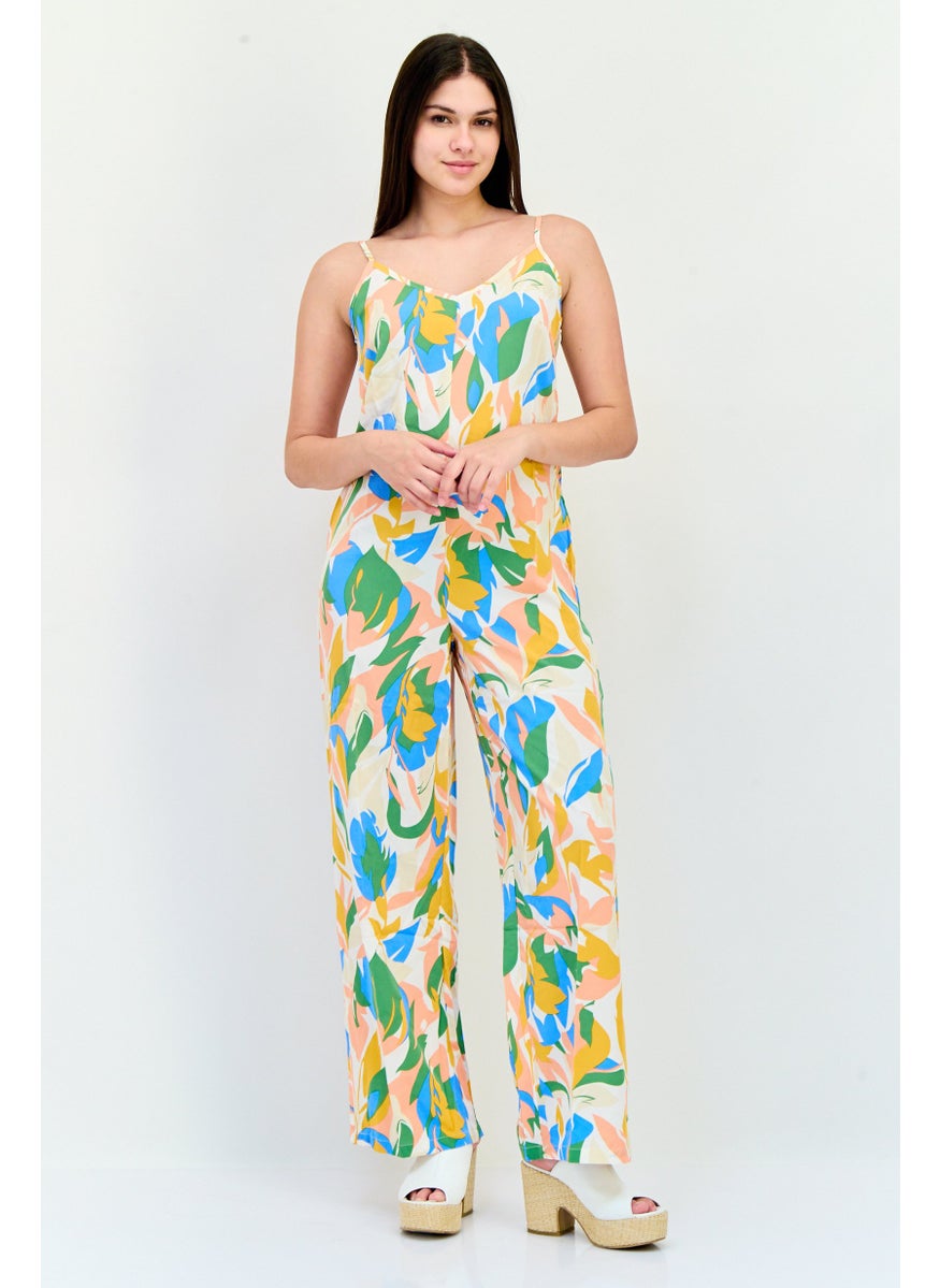 Vila Women Floral Print Sleeveless Jumpsuit, Multicolor  - Image 1