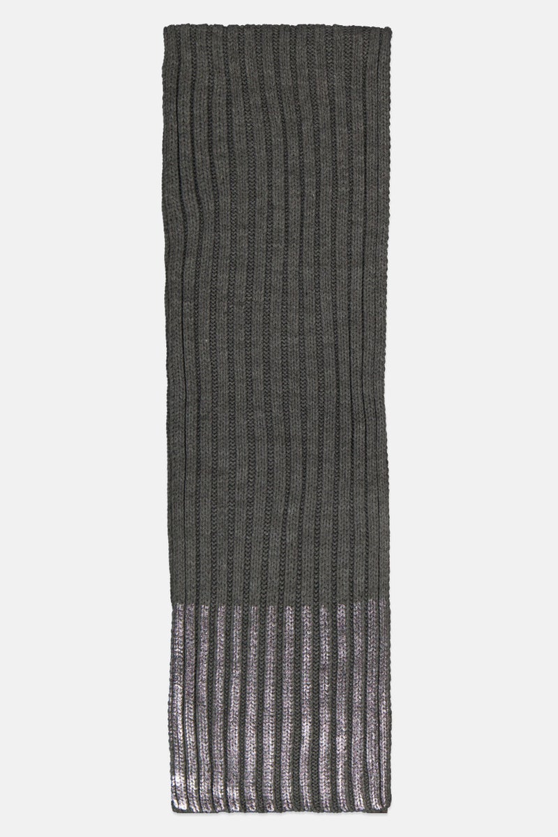 Body Glove Women Metallic Knitted Scarf 163 L x 24 H cm, Grey  - Image 2