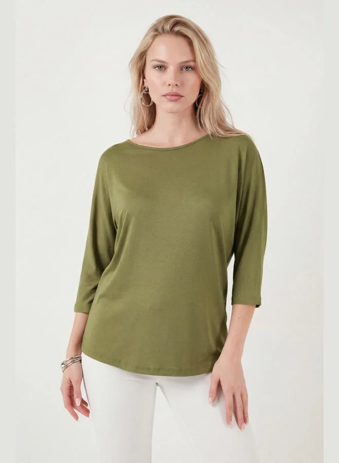 Lela Lela Crew Neck Truvakar Sleeve Blouse Women's Blouse 5861416Y