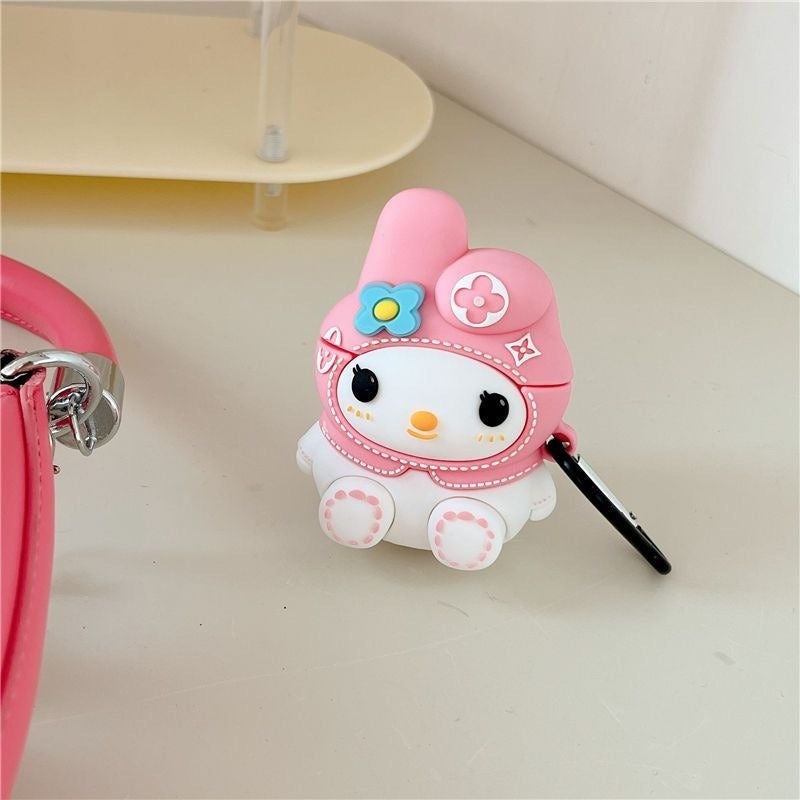 Creative 3D Pillow Case for Apple AirPods 1/2 & Pro 2, Silicone Soft Protective Cover for Bluetooth Earbuds, 3D Cute Design