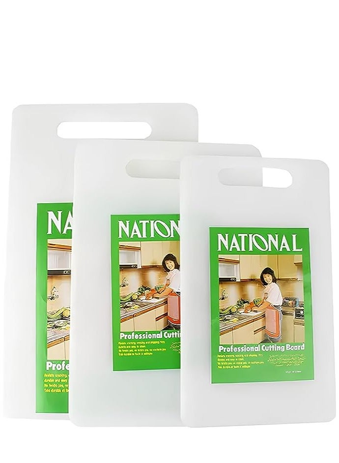 National لوح تقطيع، ألواح تقطيع بلاستيكية متينة خالية من مادة BPA للمطبخ - عبوة من 3 قطع - Image 1