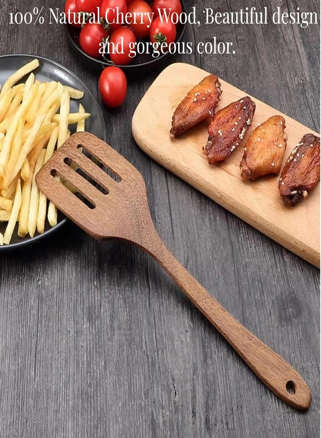 LorisArm Cherry Wood Spatula Turner Set, 12-Inch Wooden Spatula Slotted Turner Cooking Utensils for Nonstick Cookware, Kitchen Spatulas for Flipping, Serving, Scraping & Turning, 2 Pack - Image 5