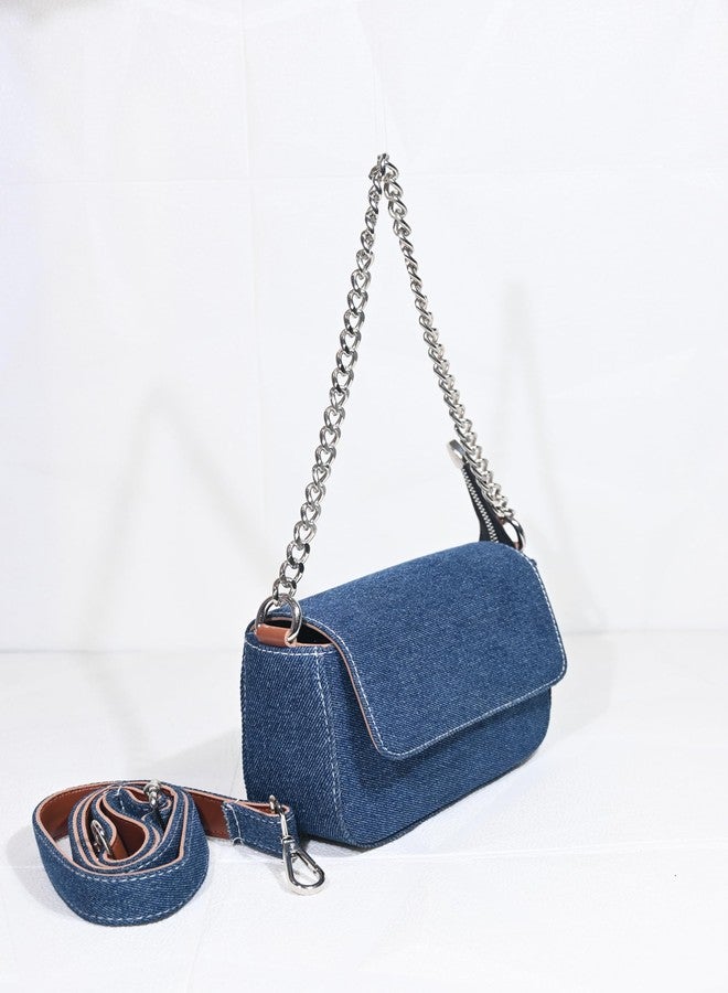 Donicy Denim chain handle sling bag - Image 3