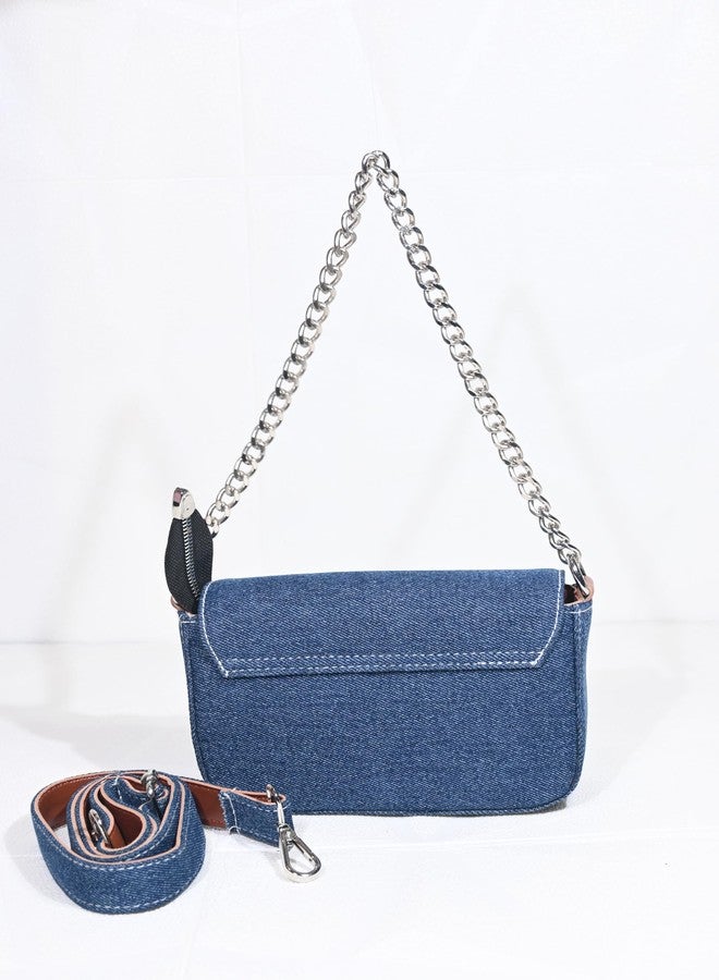 Donicy Denim chain handle sling bag - Image 4