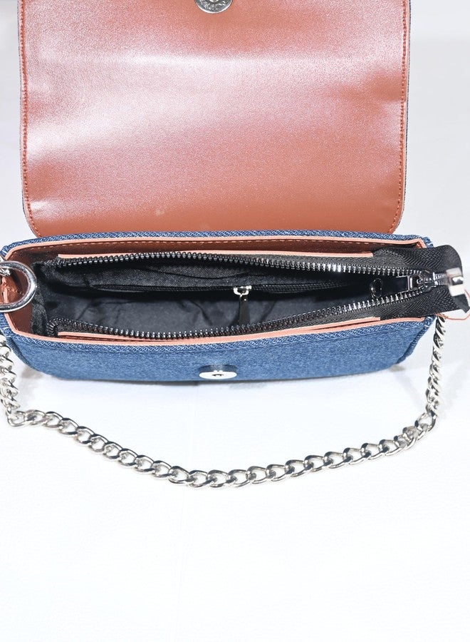 Donicy Denim chain handle sling bag - Image 5