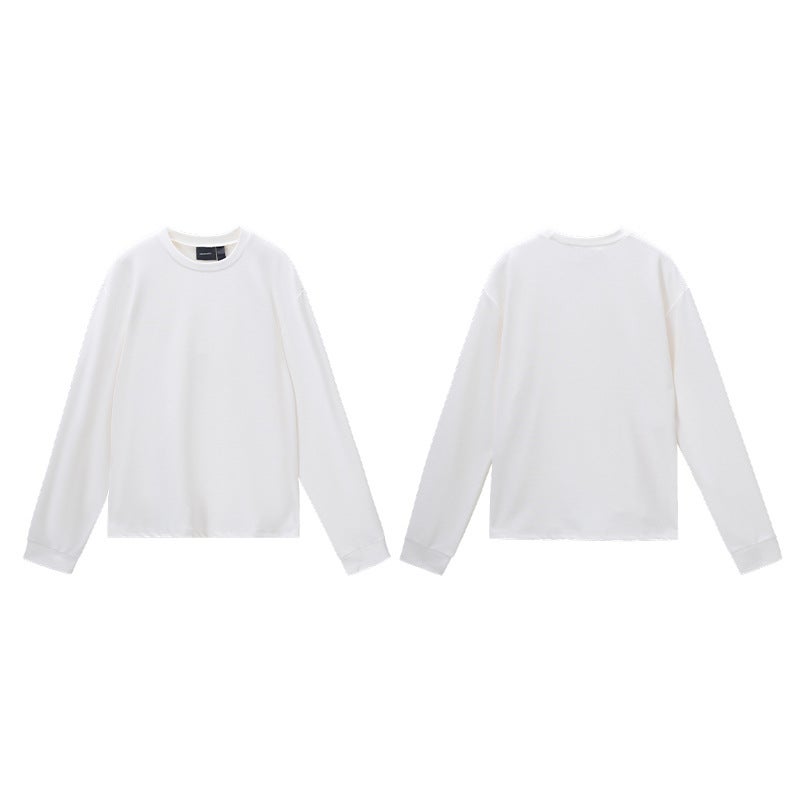 Lktm Men's Autumn/Winter Old Money Style Short Copper Ammonia Soft Long Sleeve Base Shirt Boxy Long Tee with Small Neckline Top - Image 1