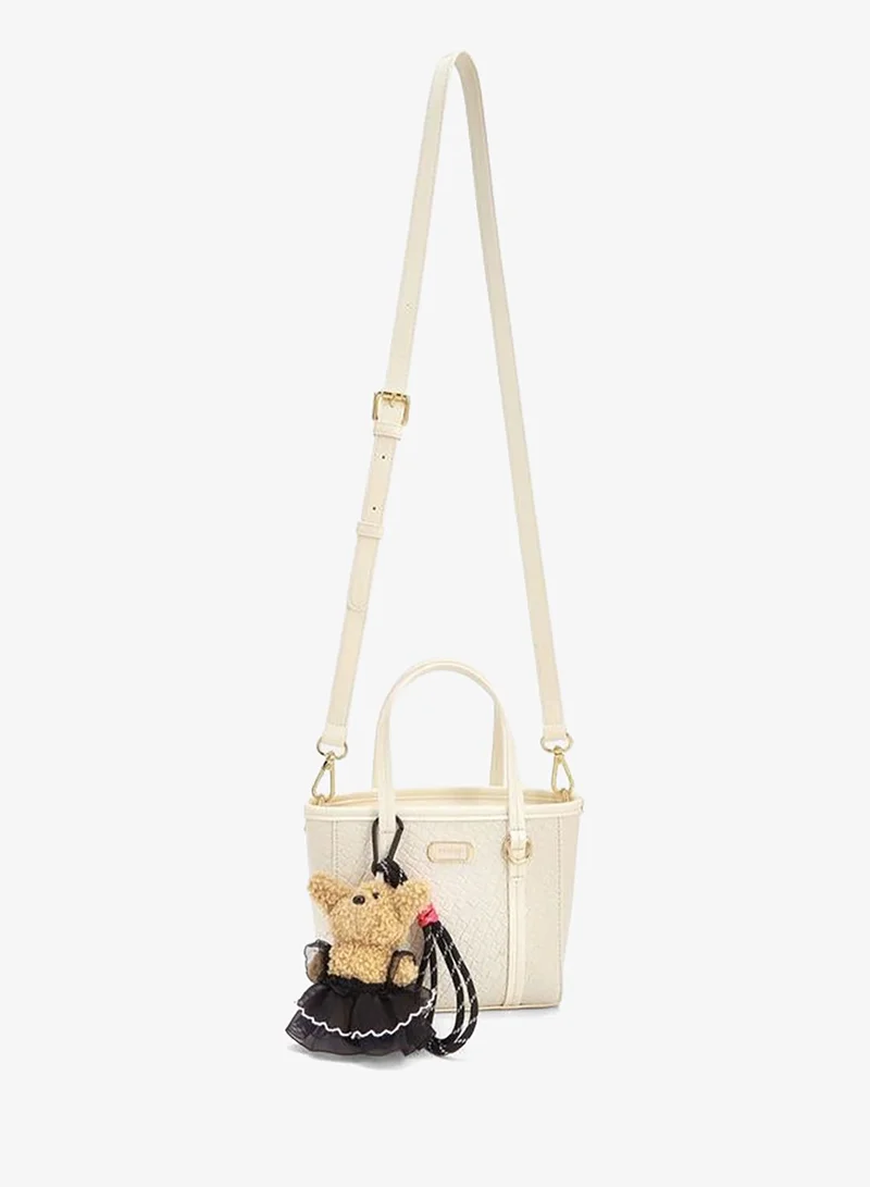 MISSY BEIGE Tote With Waffle Embossing And Multiple Charms for Women | Best Price UAE