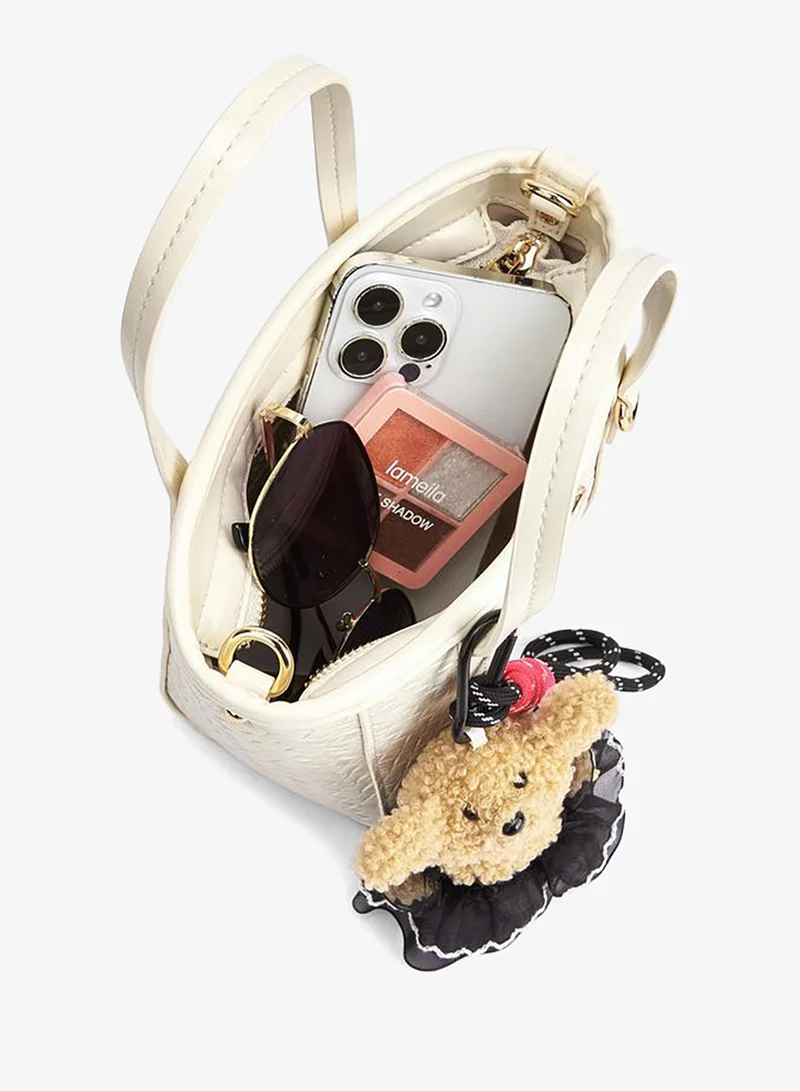 MISSY BEIGE Tote With Waffle Embossing And Multiple Charms for Women | Best Price UAE