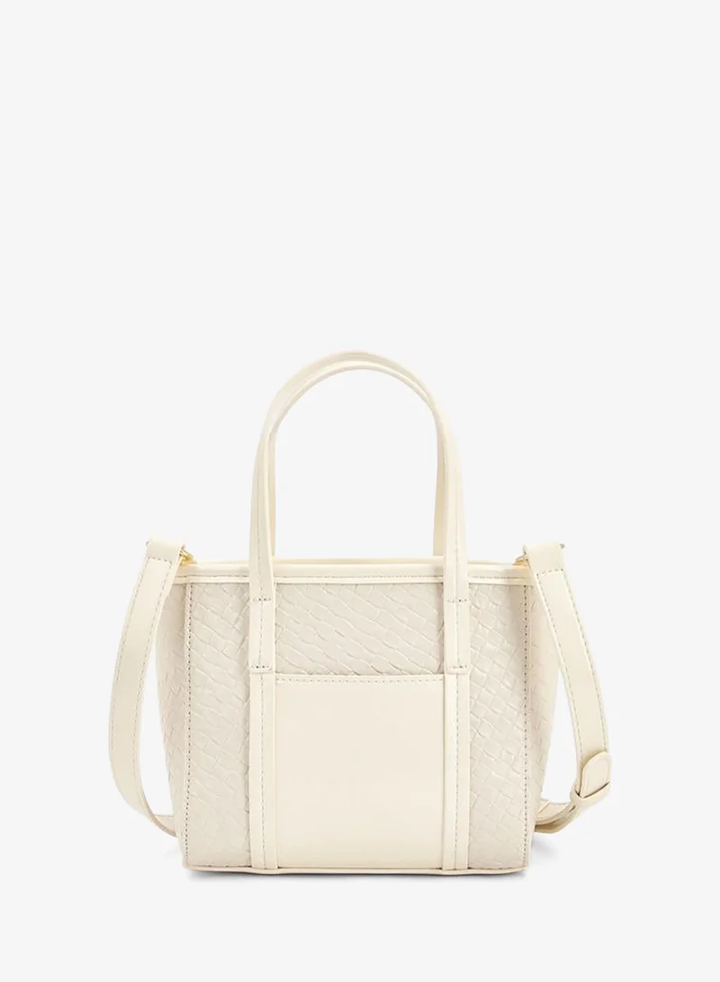 MISSY BEIGE Tote With Waffle Embossing And Multiple Charms for Women | Best Price UAE