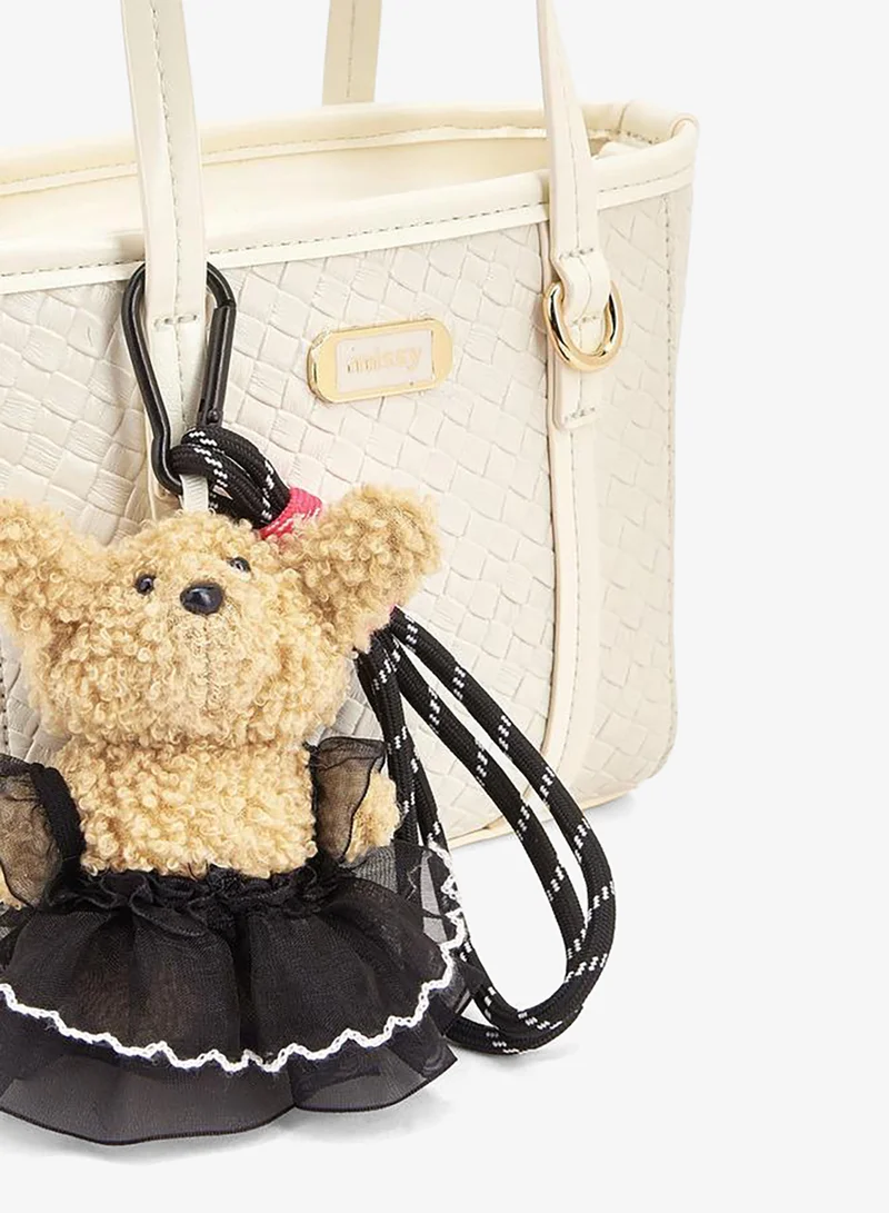 MISSY BEIGE Tote With Waffle Embossing And Multiple Charms for Women | Best Price UAE