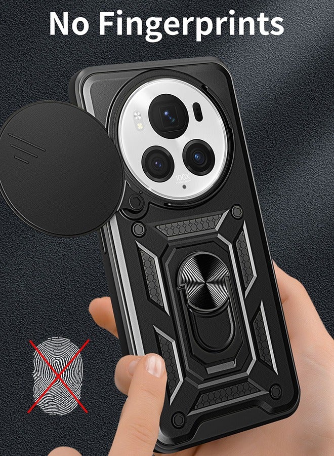 متوافق مع هونور ماجيك 6 برو 5G الهاتف المحمول القضية ، مع الكاميرا المنزلقة ، والتكامل 360 درجة قوس دوار الدائري ، كم واقية من الصدمات ، وحماية ضد السقوط ، صدمات الهاتف المحمول القضية ، أسود - Image 5